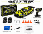 RCMania AMG 1:16 4WD Drift RC Car | 30km/h | 2.4GHz | LED Lights | Rechargeable | Extra Tyres & Cones | Multicolour