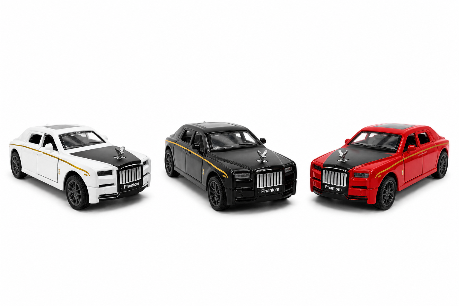 RCMania Rolls-Royce Phantom Die-Cast Model Car with Light & Sound, Pull-Back Action, Opening Doors & Bonnet – Available in Red, Black & White