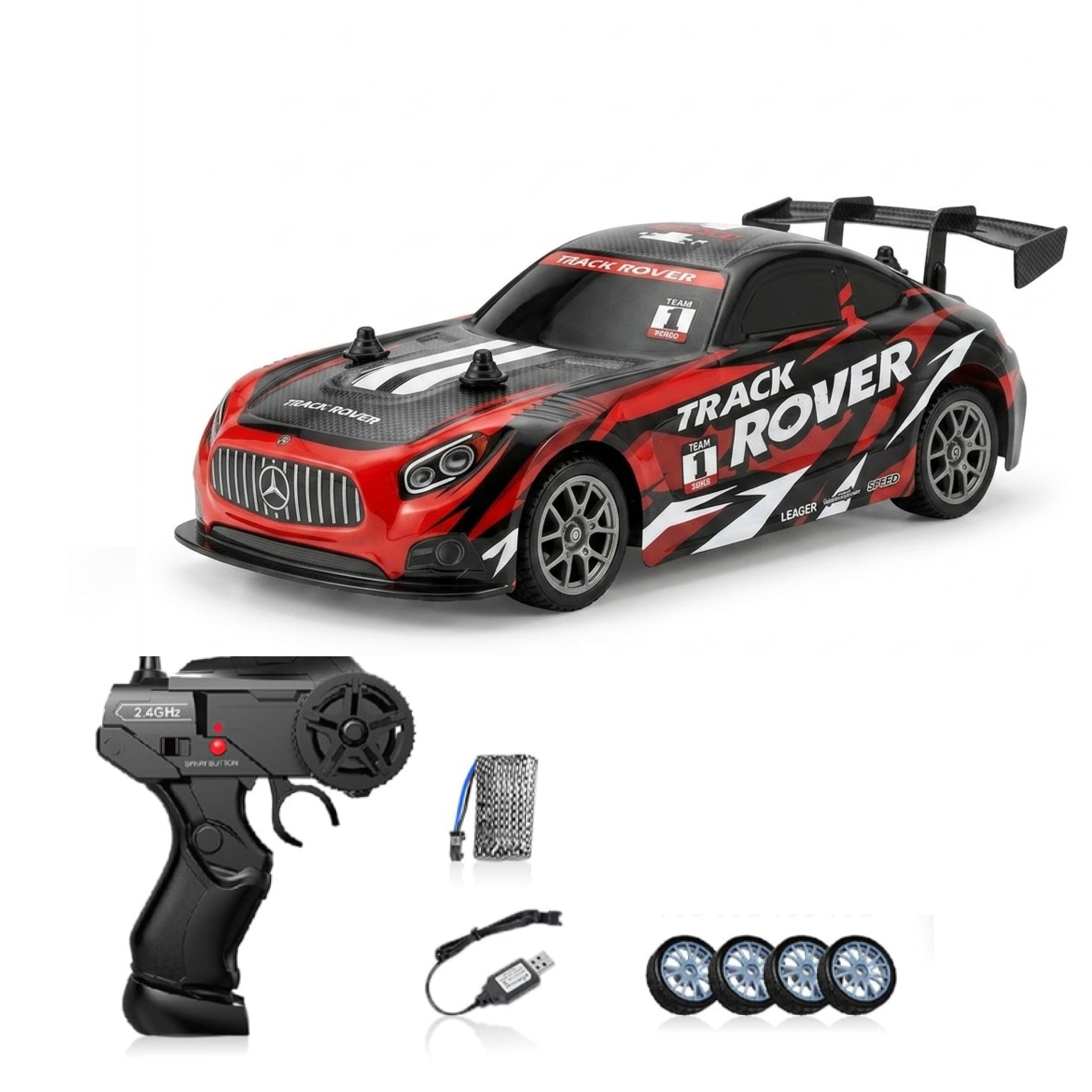 RCMania AMG-2 1:24 4WD Drift RC Car | High Speed | Drift & Racing Tyres | Rechargeable | ABS Body | Boys Girls Adults | Red