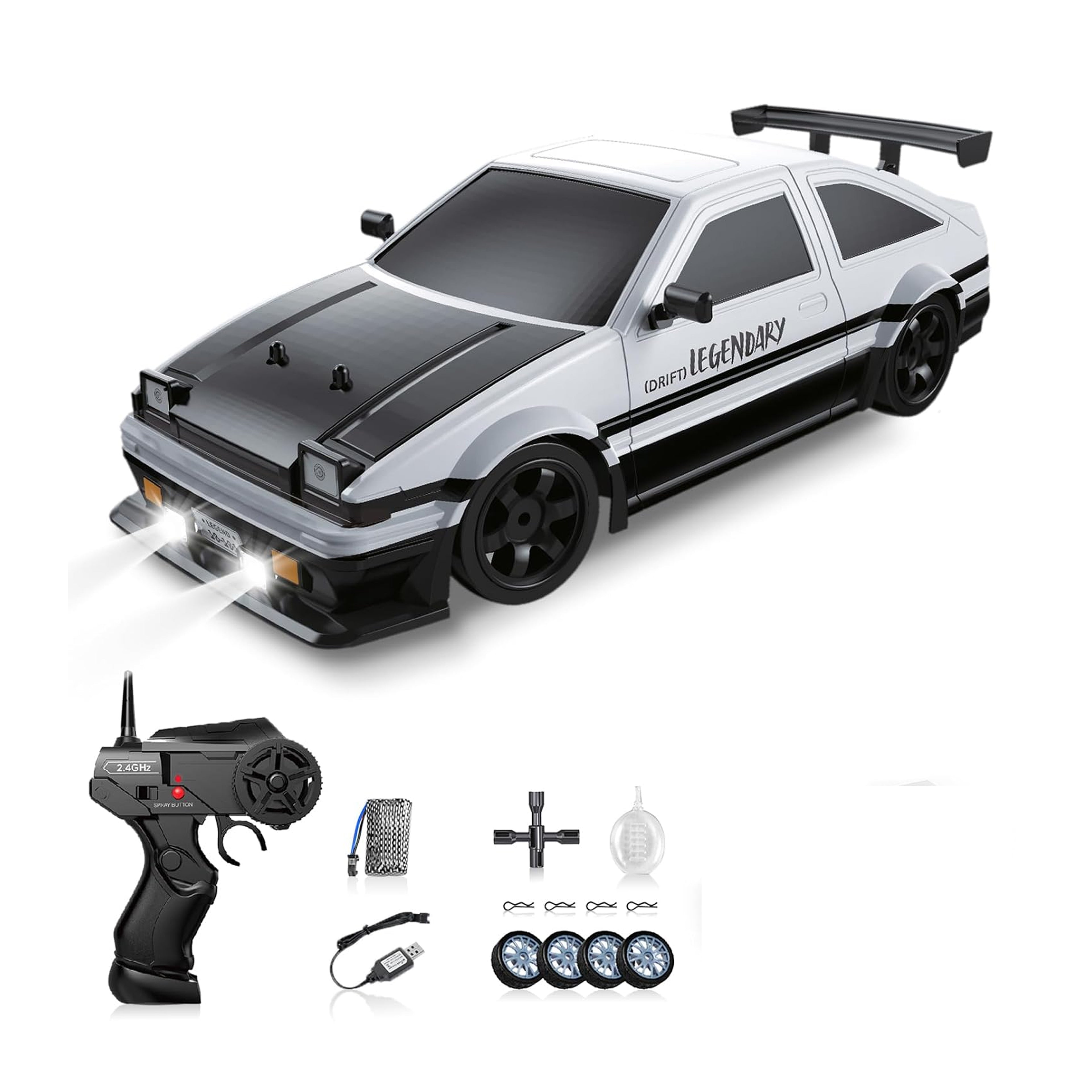 RCMania 1:16 4WD Drift RC Car | 2.4GHz | LED | Water Spray | Dual Battery | Drift & Racing Tyres | Boys Girls Adults | Multicolour