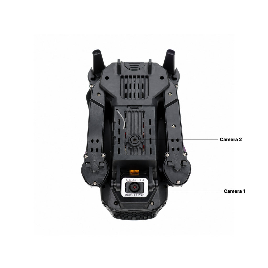 RCMania Dual Camera Foldable Drone with Bluetooth Connectivity, 360° Flip & Gyro Calibration (Black/White)