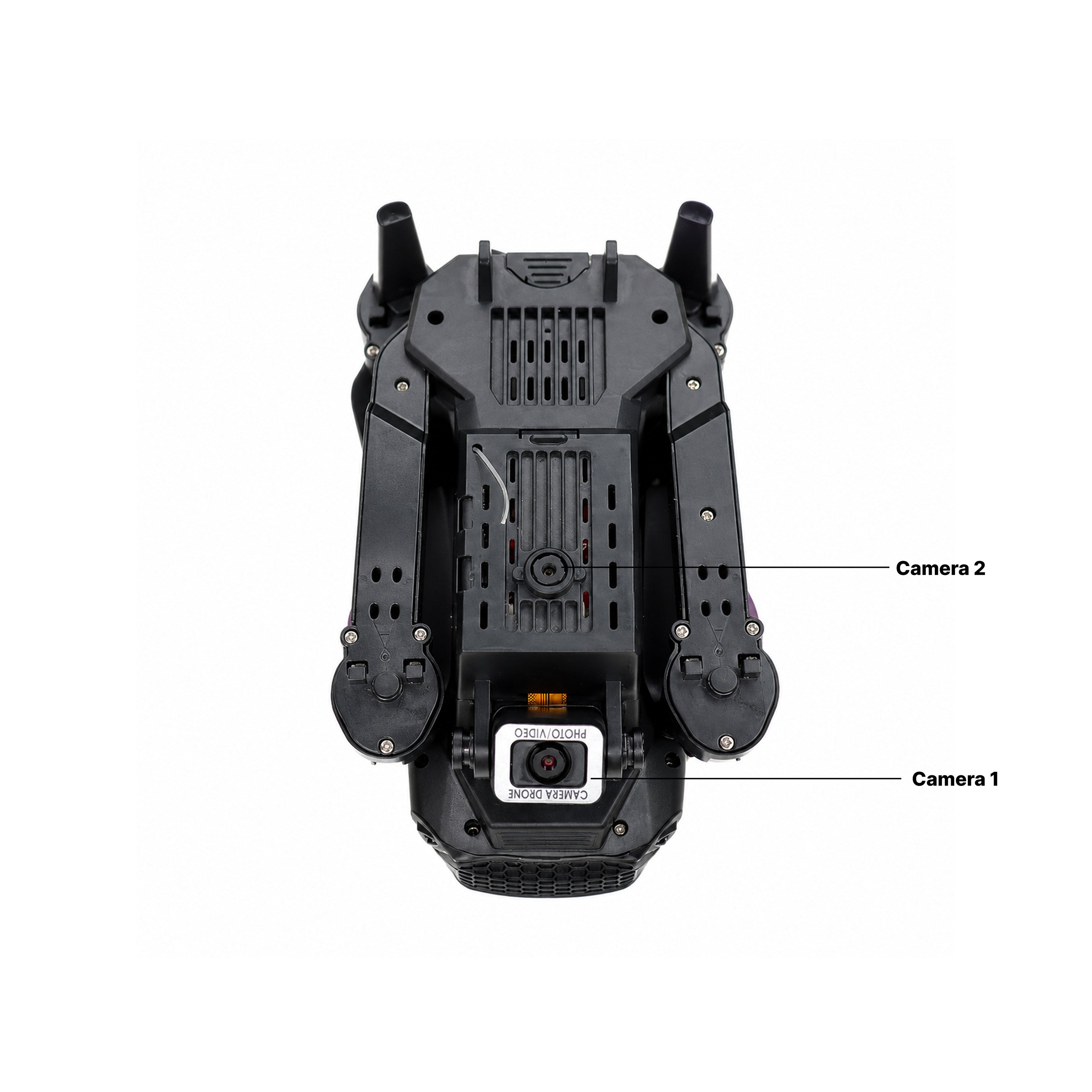 RCMania Dual Camera Foldable Drone with Bluetooth Connectivity, 360° Flip & Gyro Calibration (Black/White)