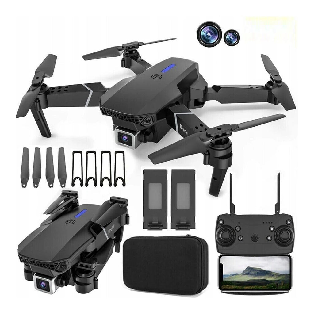 RCMania Dual Camera Foldable Drone with Bluetooth Connectivity, 360° Flip & Gyro Calibration (Black/White)