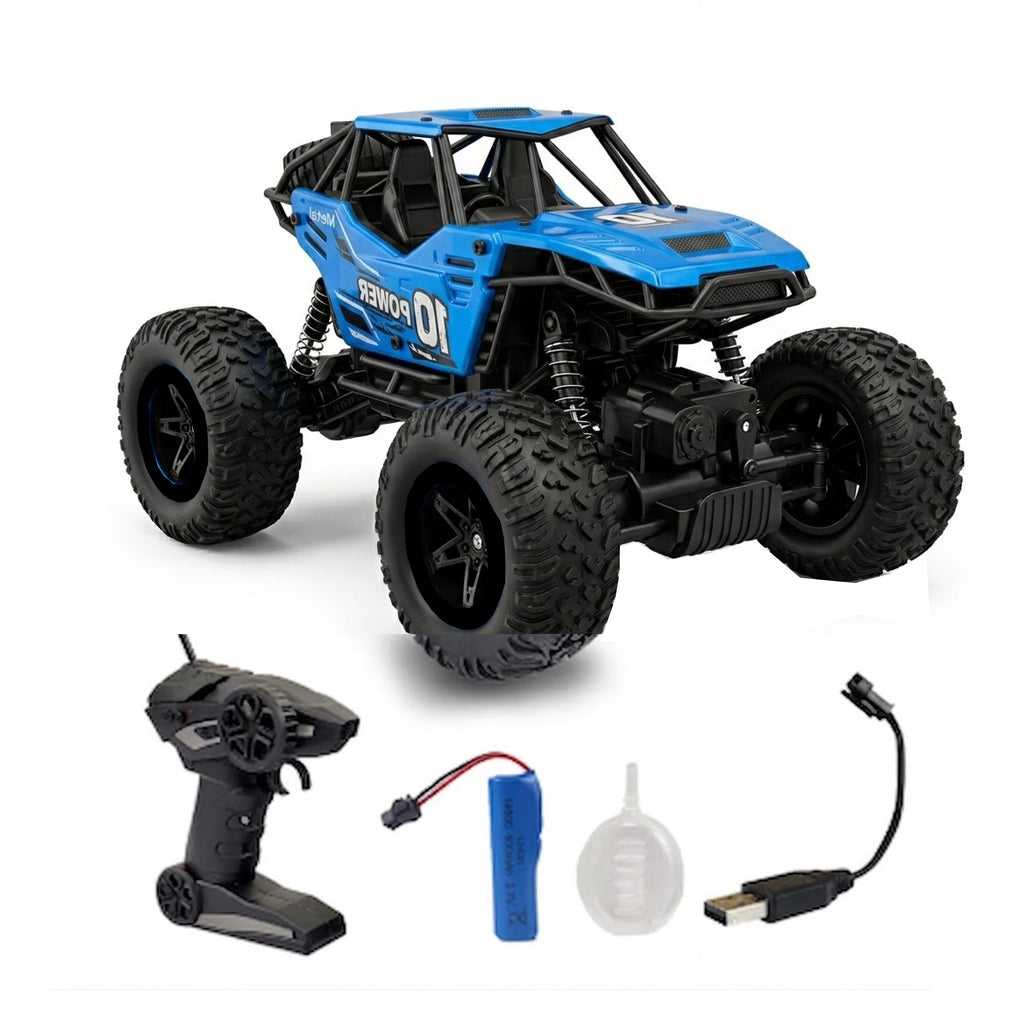 RCMania Blue Remote Control Rock Crawler 4x4 Off-Road RC Car – High Performance Climbing Monster Truck with Rechargeable Battery