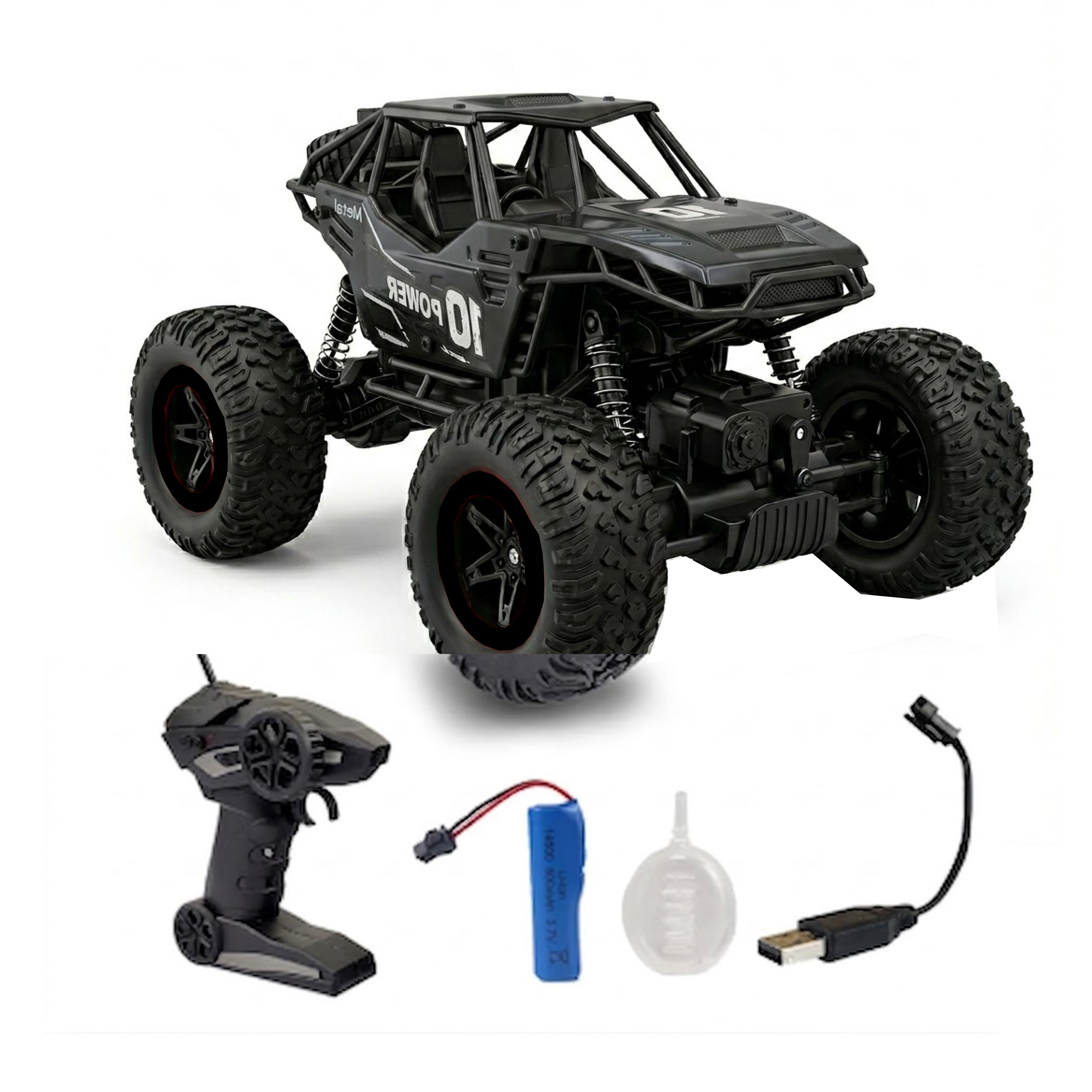 RCMania 4x4 Off-Road Rock Crawler RC Car | Monster Truck | Heavy Duty Climbing | Rechargeable Battery | Black