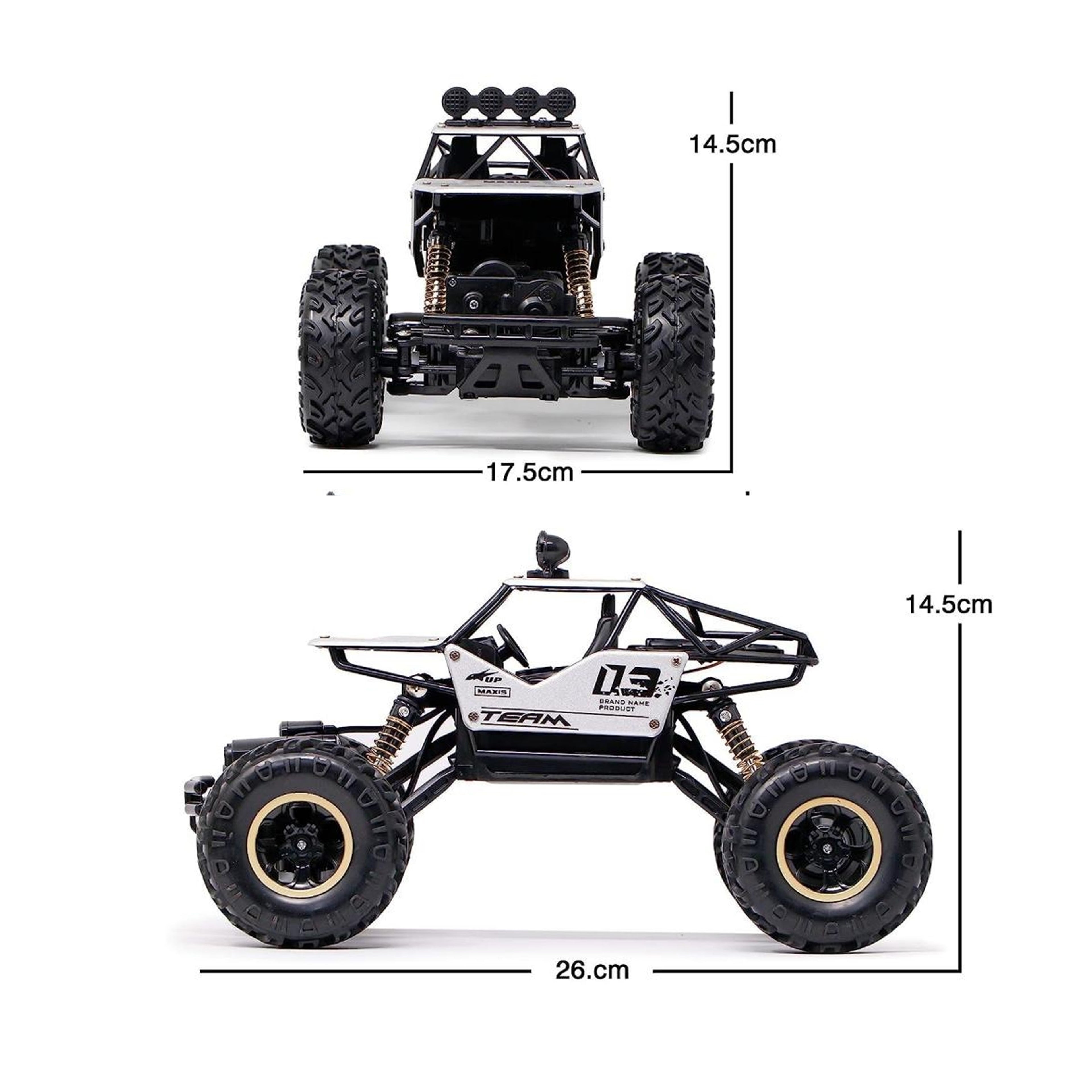 RCMania Monster Rock Crawler RC Car with LED Lights, High-Speed Off-Road Vehicle, Metal & Hard Plastic Body, Remote Control Rock Crawler
