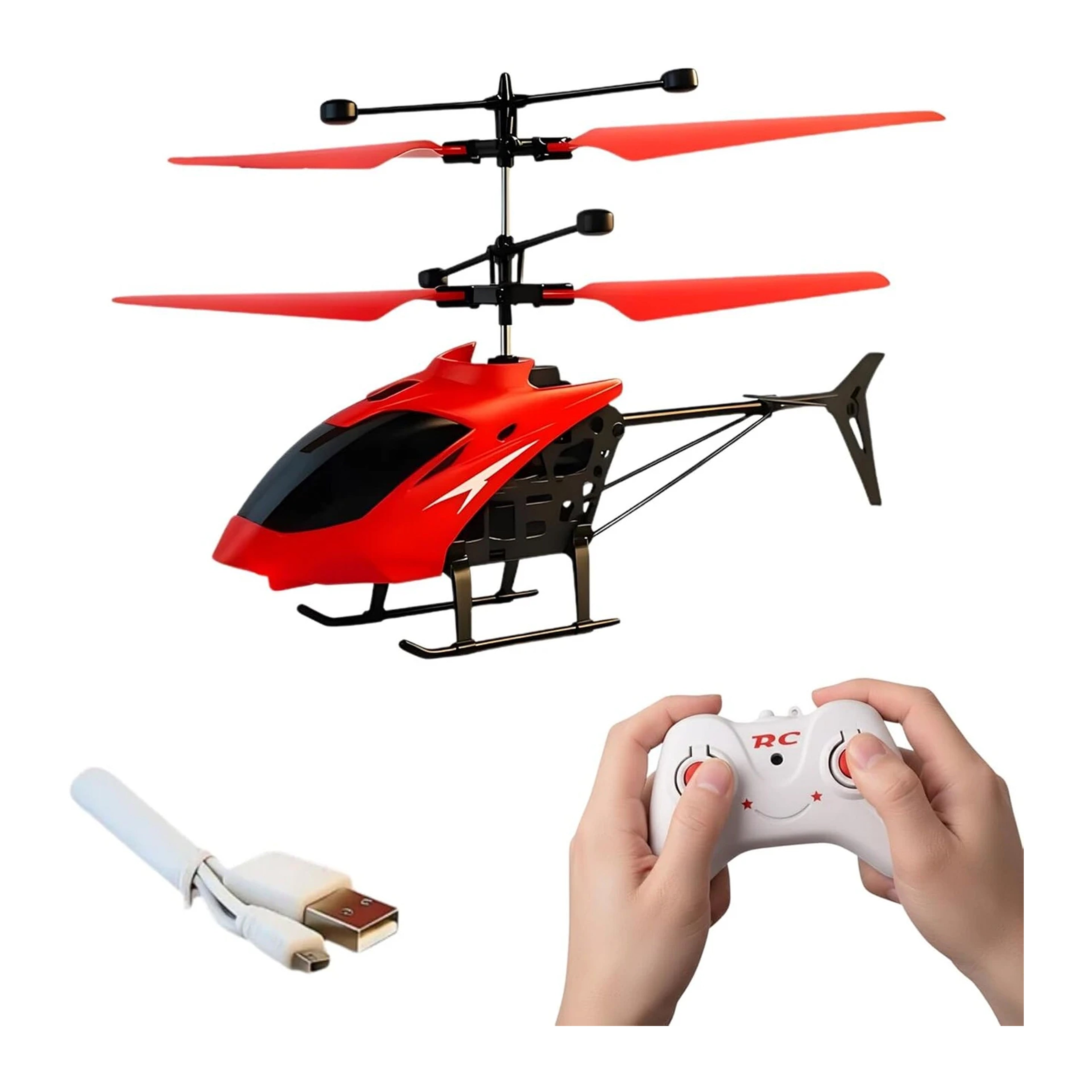 RCMania Helicopter Toy with Palm Sensor & Remote Control | Stable Flying Drone for Kids | USB Charging Cable Included | Multicolour Helicopter with LED Lights