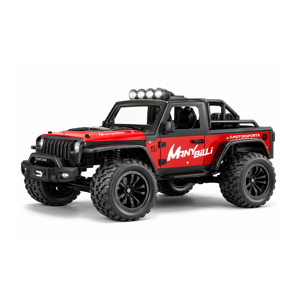 RCMania 1:16 Scale Metal RC Off-Road Car | 2WD High-Speed Remote Control Car | 20Km/h Speed | 2.4GHz Racing RC Car with Multicolor LED Headlights & Off-Road Lights | Rechargeable Toy Car for Kids & Adults