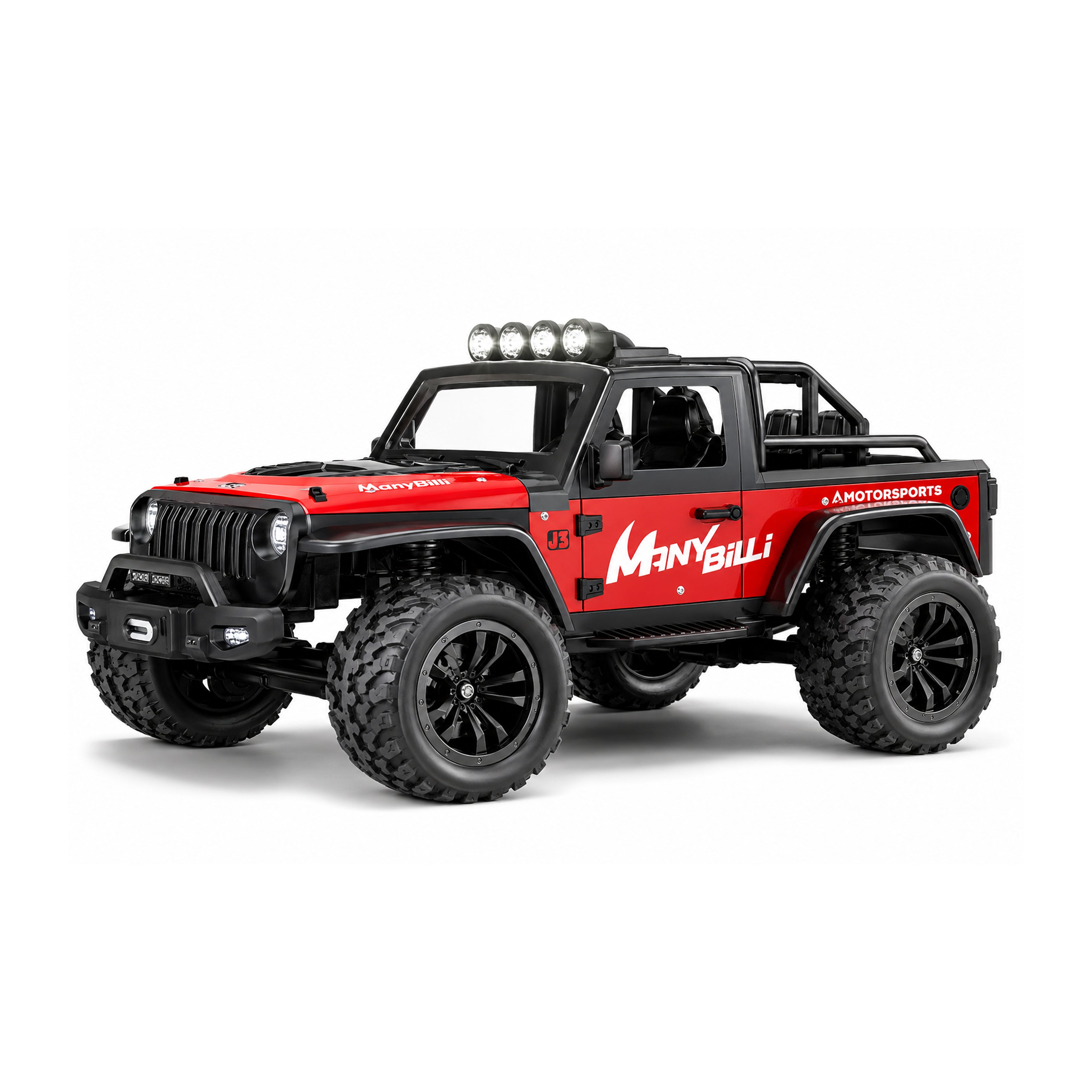RCMania 1:16 Scale Metal RC Off-Road Car | 2WD High-Speed Remote Control Car | 20Km/h Speed | 2.4GHz Racing RC Car with Multicolor LED Headlights & Off-Road Lights | Rechargeable Toy Car for Kids & Adults