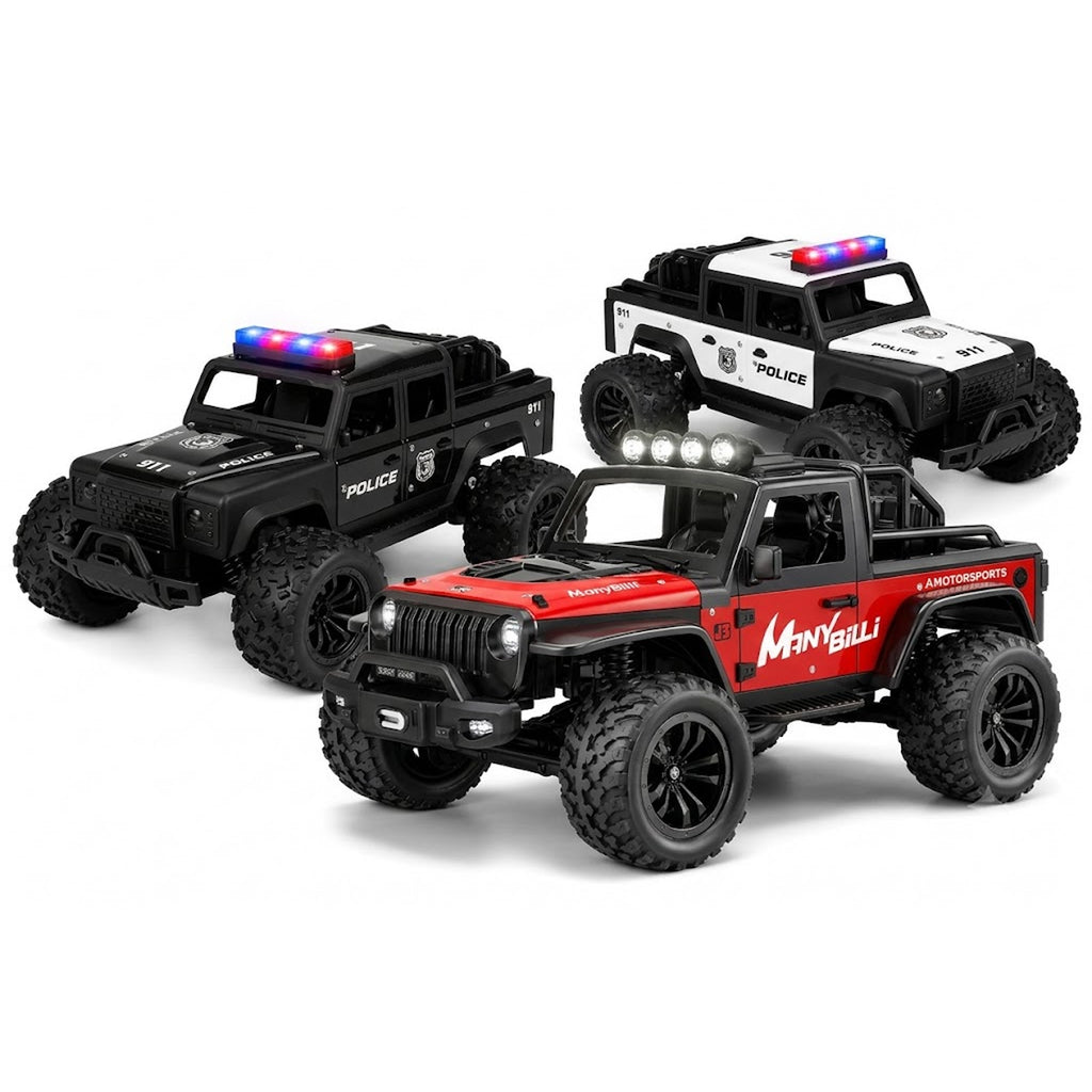 RCMania 1:16 Scale Metal RC Off-Road Car | 2WD High-Speed Remote Control Car | 20Km/h Speed | 2.4GHz Racing RC Car with Multicolor LED Headlights & Off-Road Lights | Rechargeable Toy Car for Kids & Adults