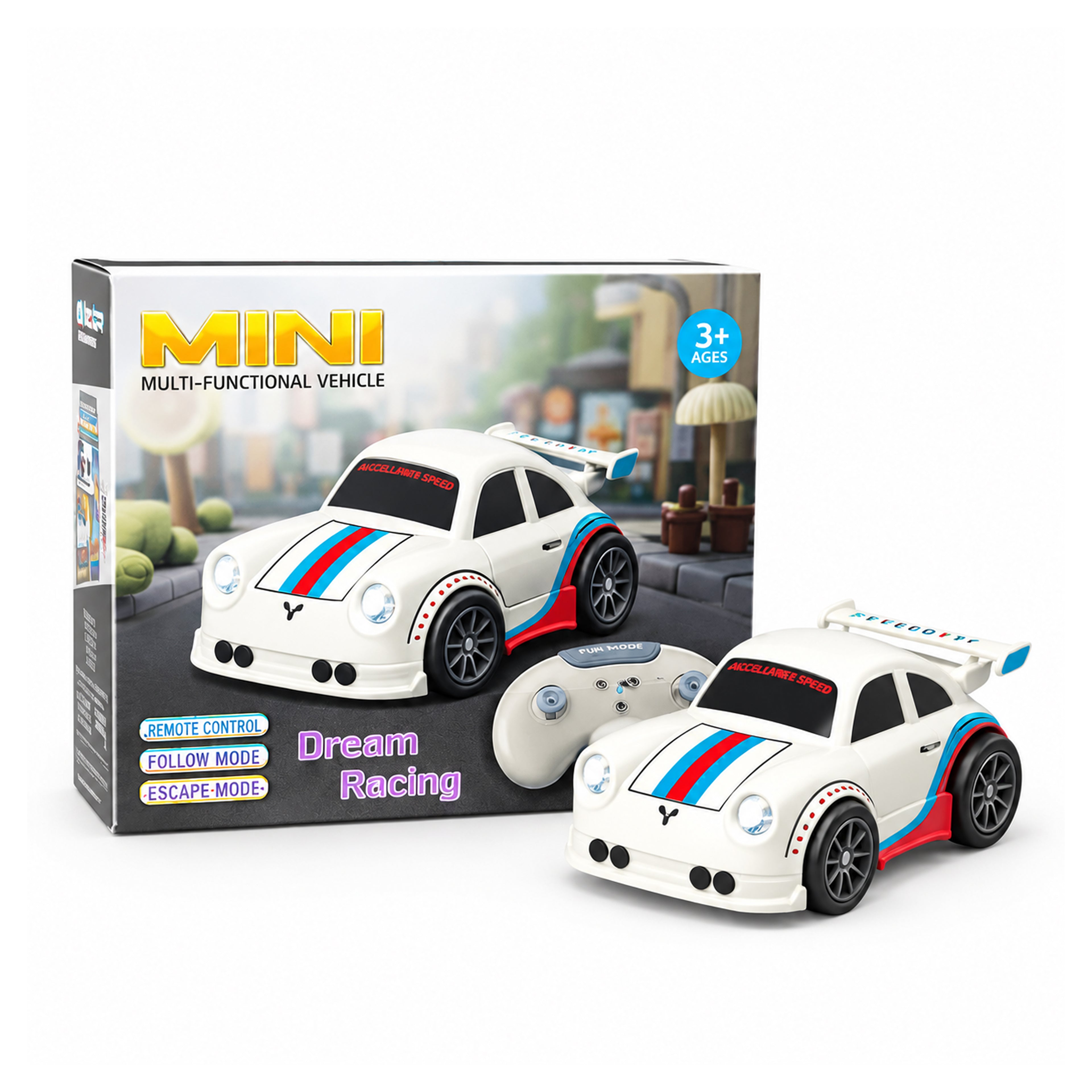 RCMania Mini Drift Car - Electric Remote | Induction Controlled Smart RC Car | Multicolor (White,Black)