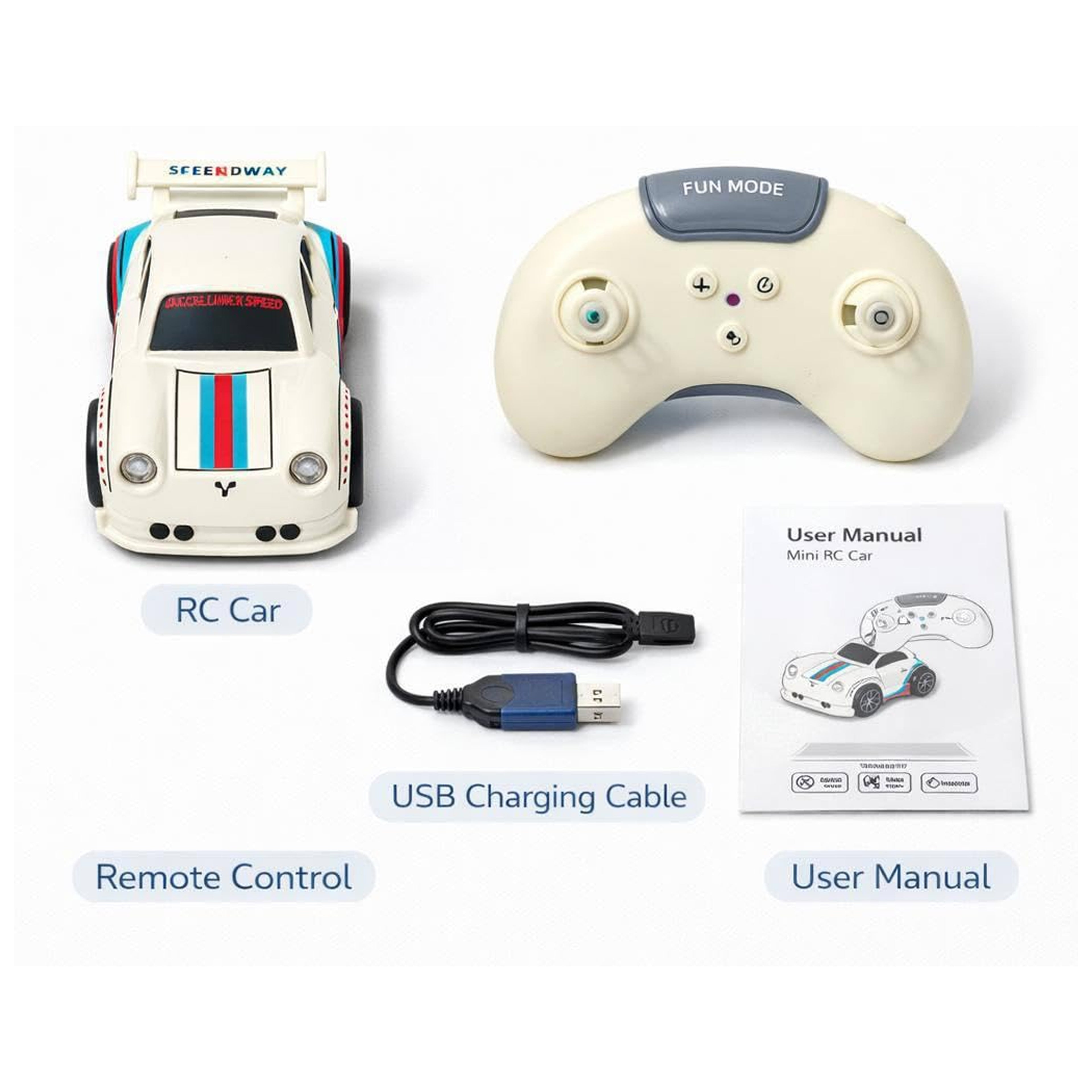 RCMania Mini Drift Car - Electric Remote | Induction Controlled Smart RC Car | Multicolor (White,Black)
