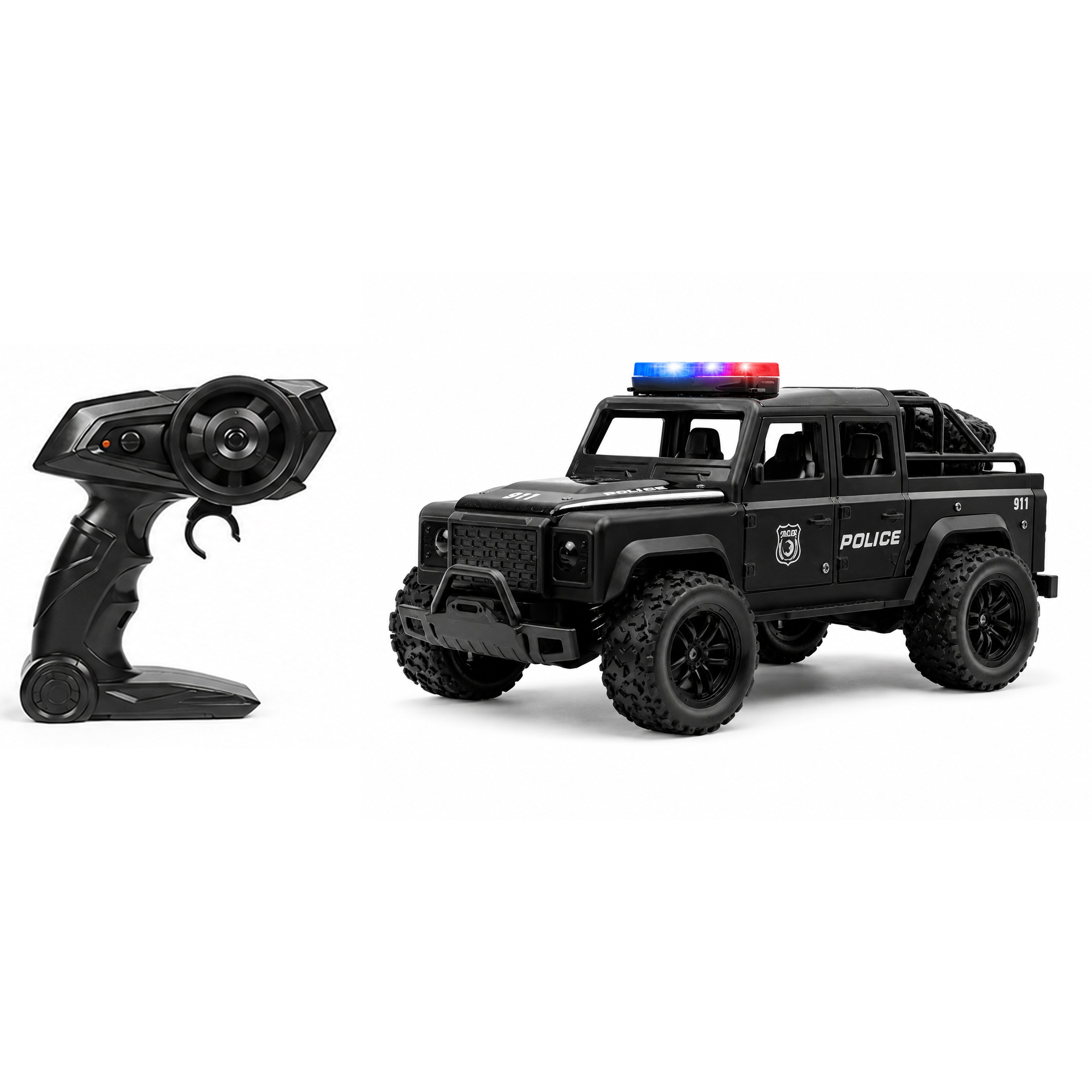 RCMania Police Truck 1:16 Remote Control Car | 500ft Range | 25km/h Speed | Rechargeable Battery Operated Cyber Truck with LED Lights for Kids & Boys