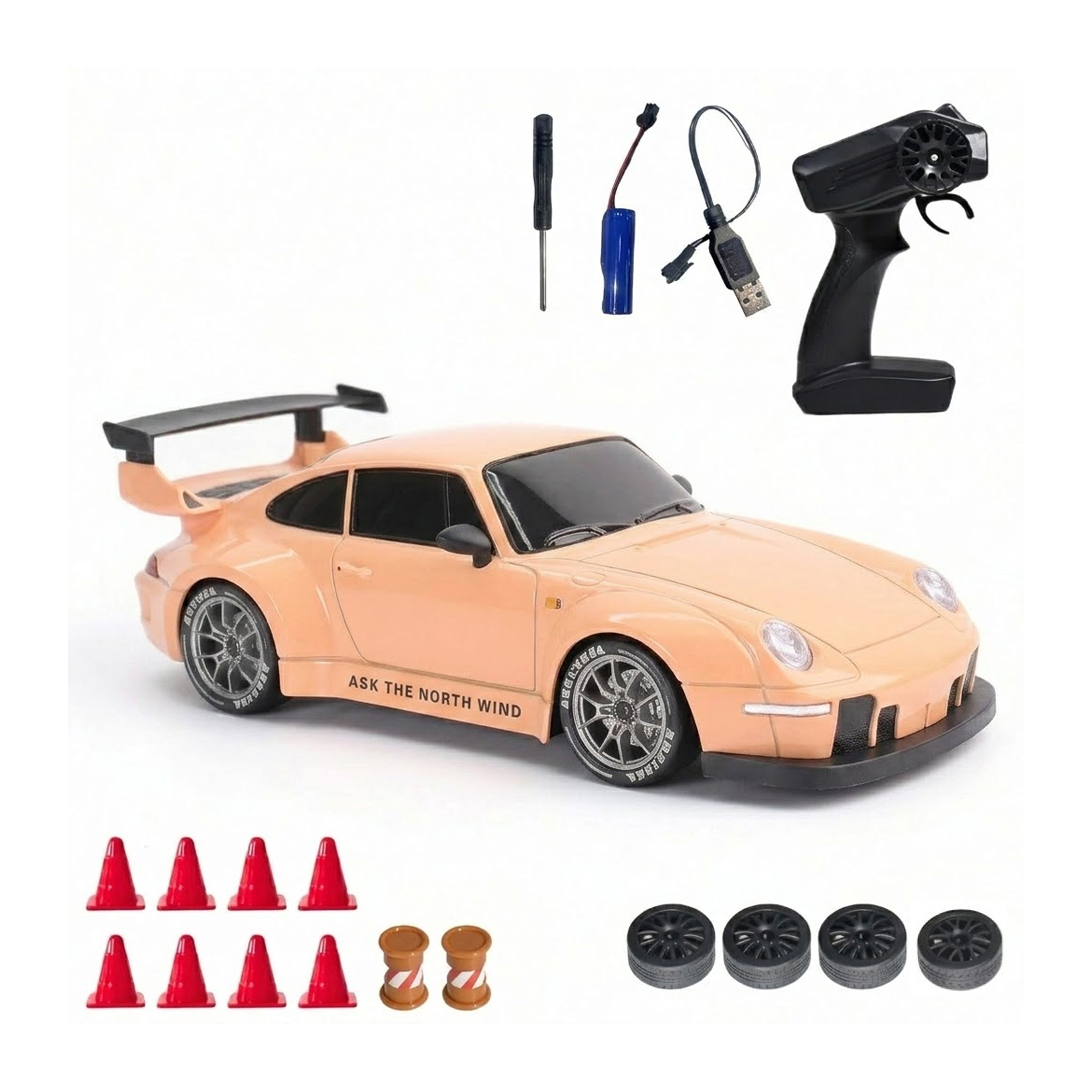 RCMania Porsche 1:18 4WD Drift RC Car | 20km/h | Boost Mode | 2.4GHz | LED | Dual Tyres | 100m Range | Boys Girls Adults | Orange