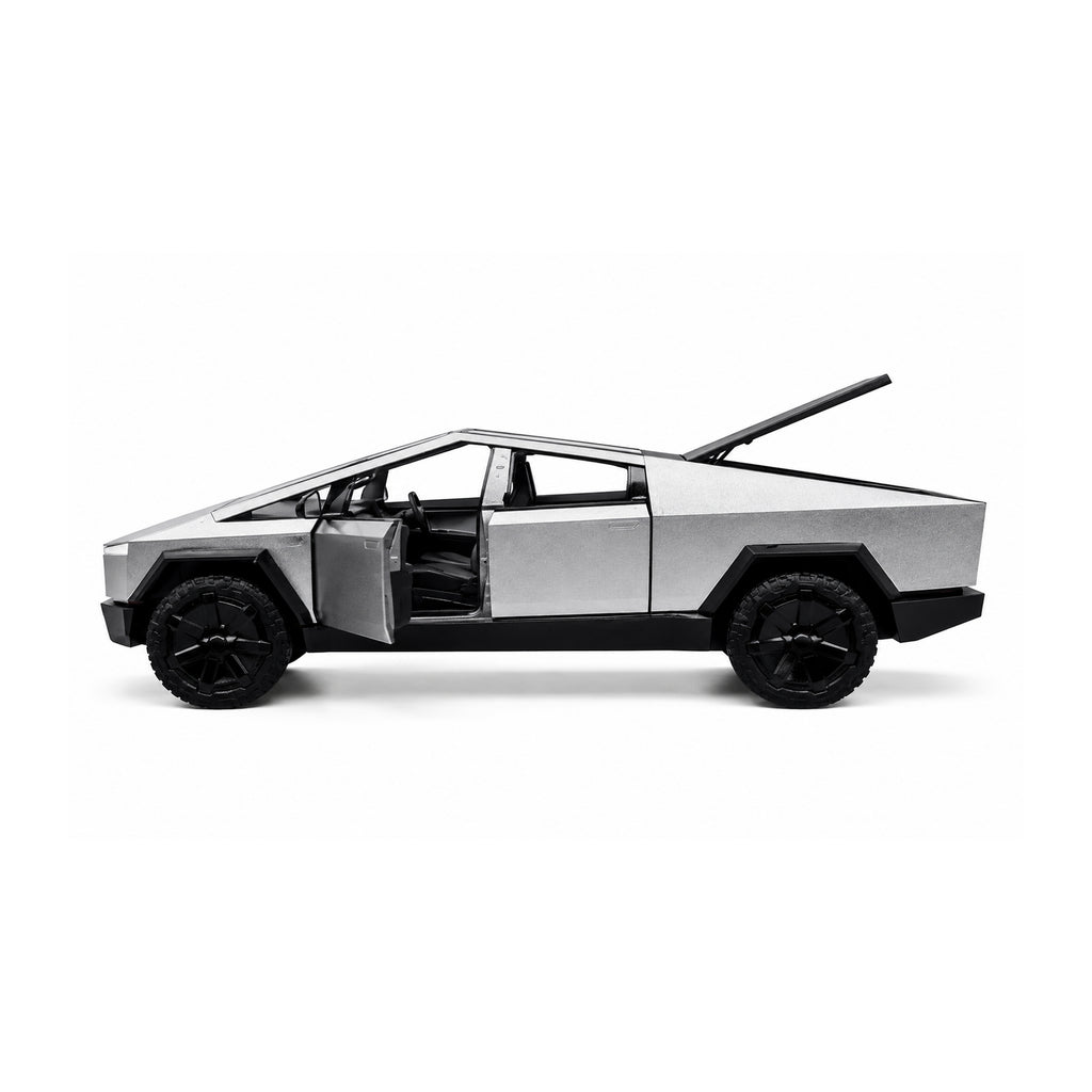RCMania Tesla Cyber Truck 1:36Scale Alloy Die-Cast Car with Light & Sound, Pull-Back Action, Opening Doors & Trunk