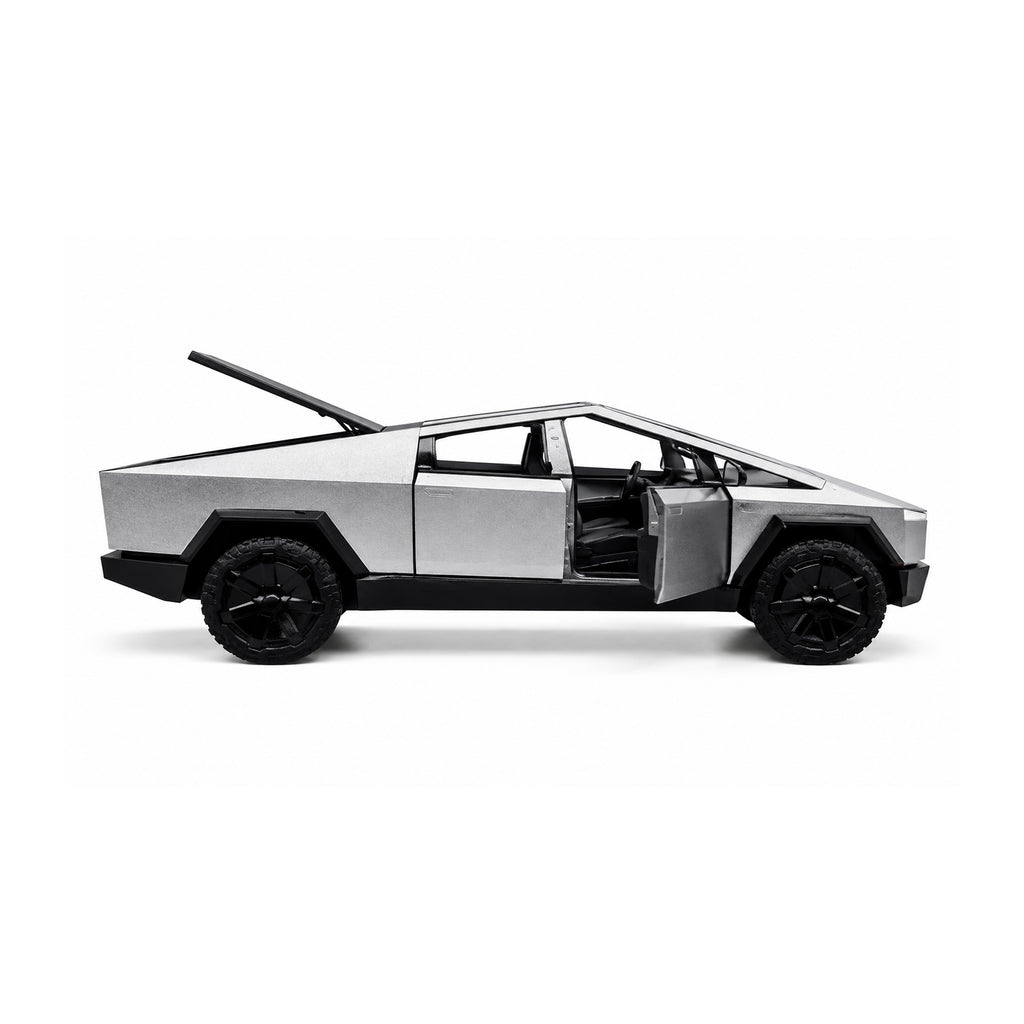 RCMania Tesla Cyber Truck 1:36Scale Alloy Die-Cast Car with Light & Sound, Pull-Back Action, Opening Doors & Trunk