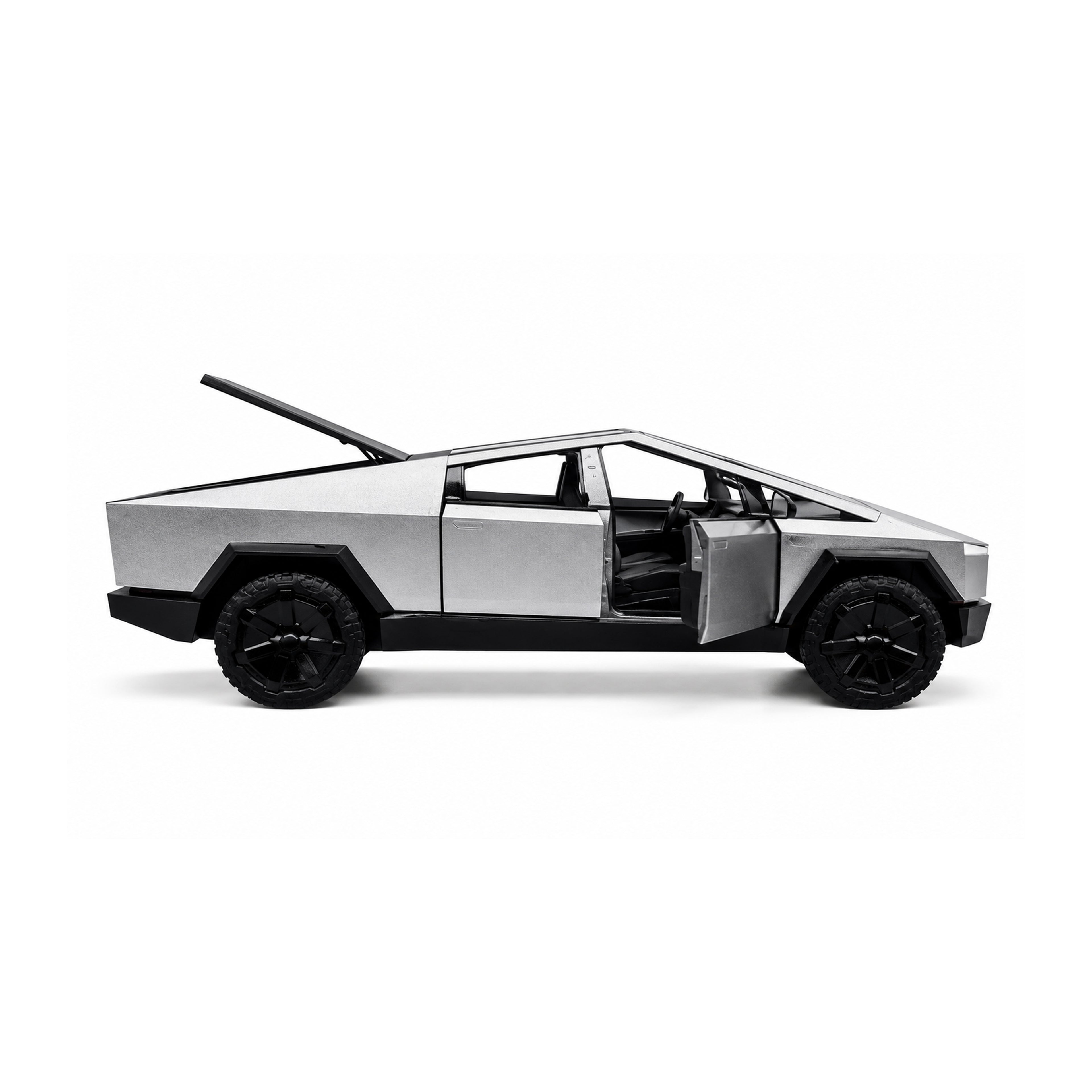 RCMania Tesla Cyber Truck 1:36Scale Alloy Die-Cast Car with Light & Sound, Pull-Back Action, Opening Doors & Trunk