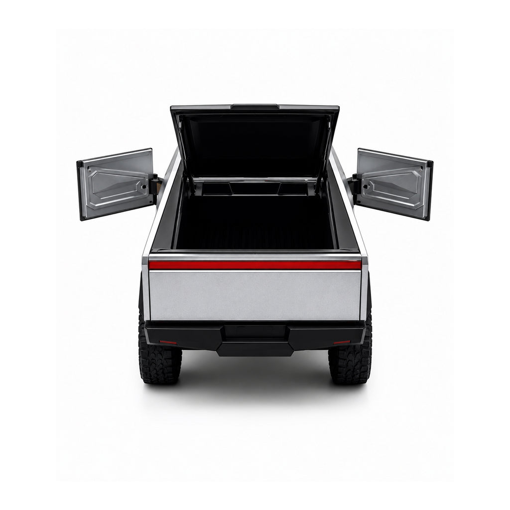 RCMania Tesla Cyber Truck 1:36Scale Alloy Die-Cast Car with Light & Sound, Pull-Back Action, Opening Doors & Trunk