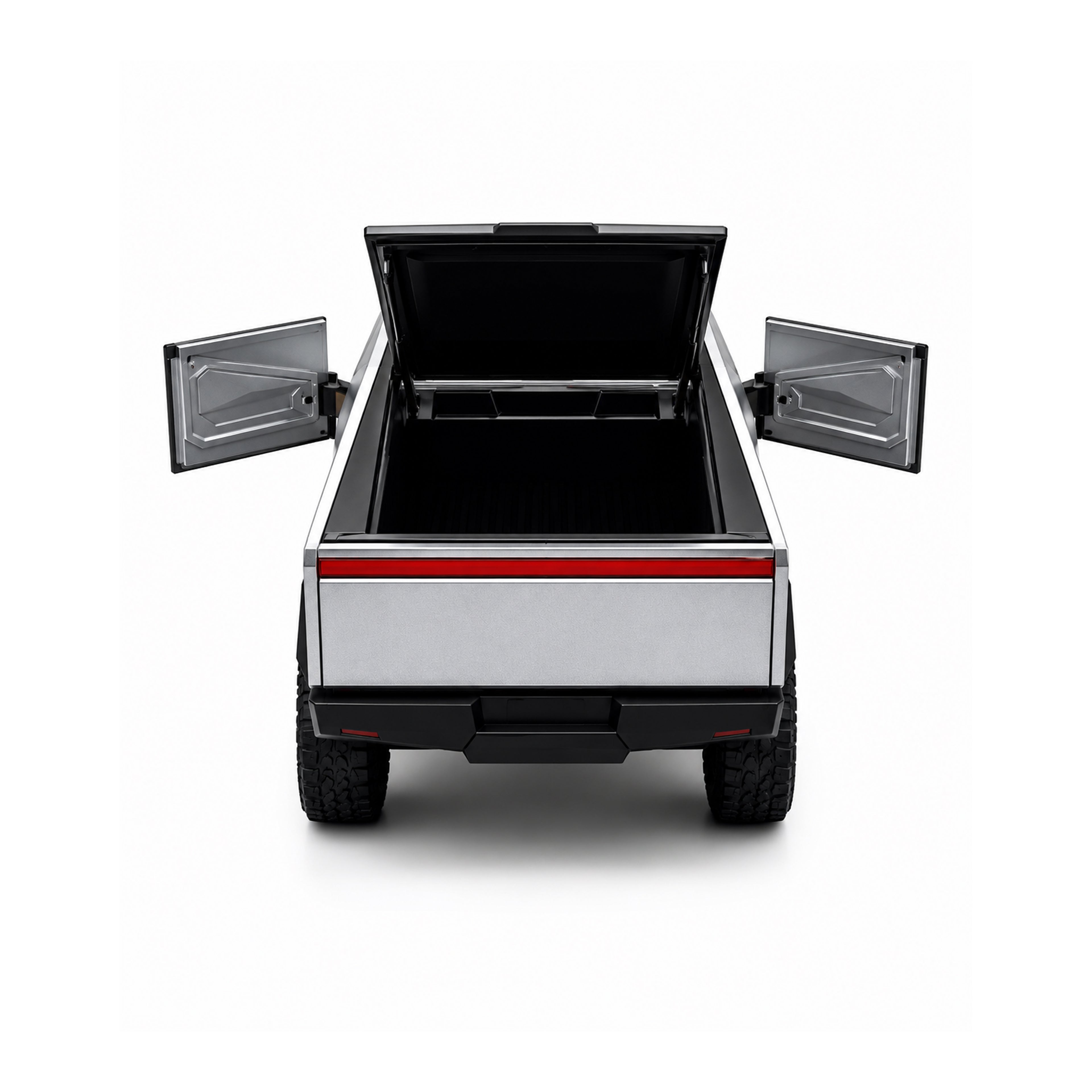 RCMania Tesla Cyber Truck 1:36Scale Alloy Die-Cast Car with Light & Sound, Pull-Back Action, Opening Doors & Trunk