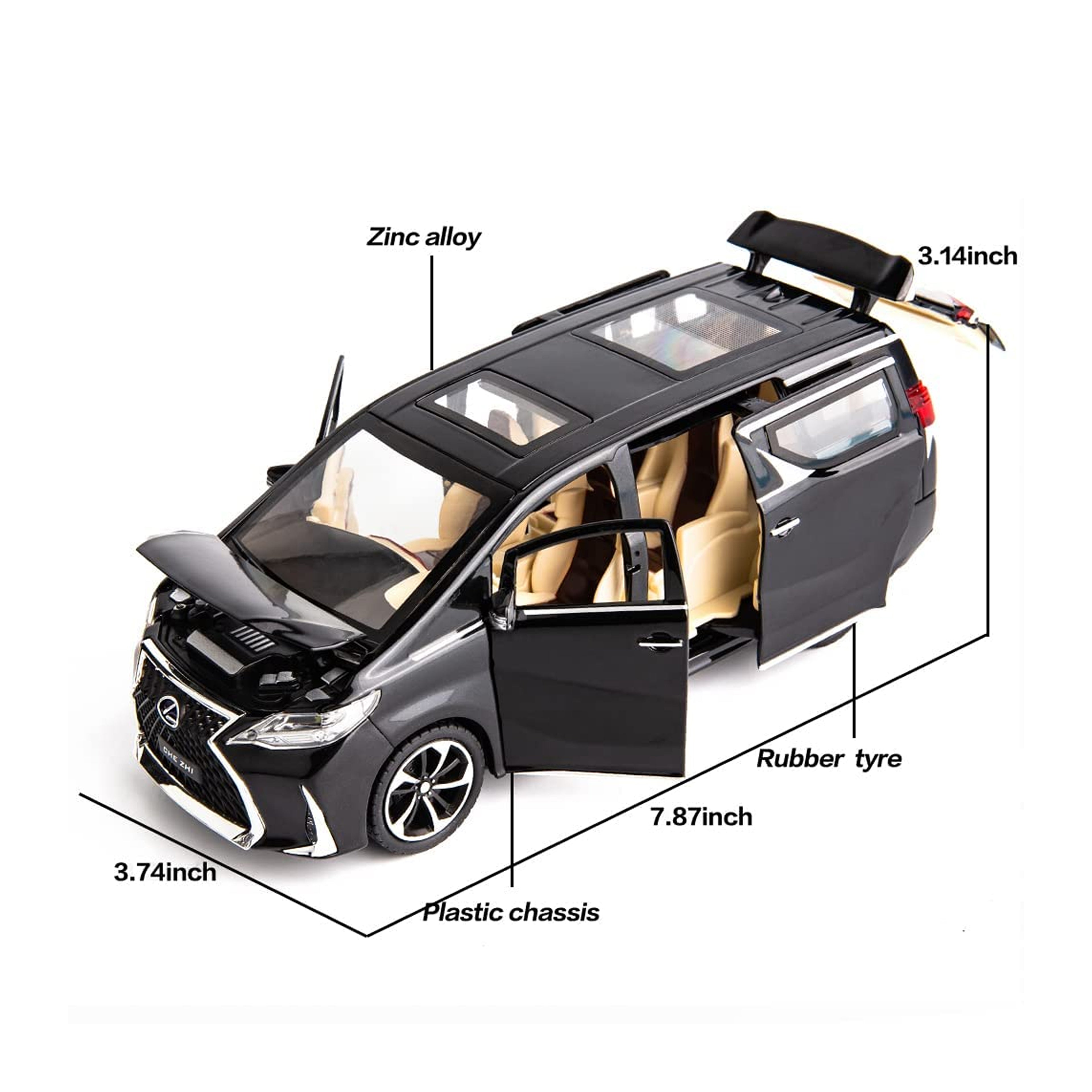 RCMania Black Toyota Alphard Alloy Diecast Model Car – Premium Luxury Miniature (1:32 Scale)