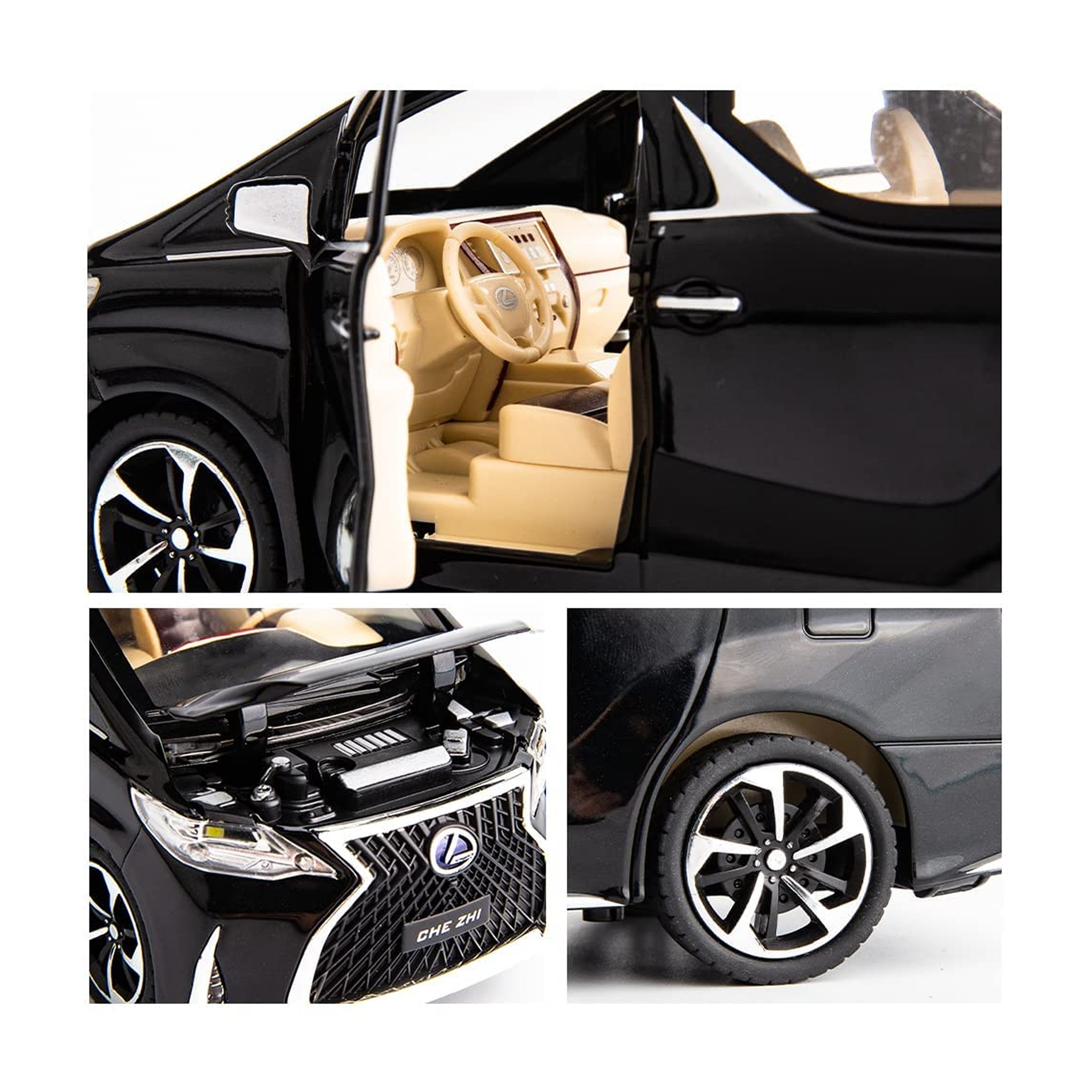 RCMania Black Toyota Alphard Alloy Diecast Model Car – Premium Luxury Miniature (1:32 Scale)